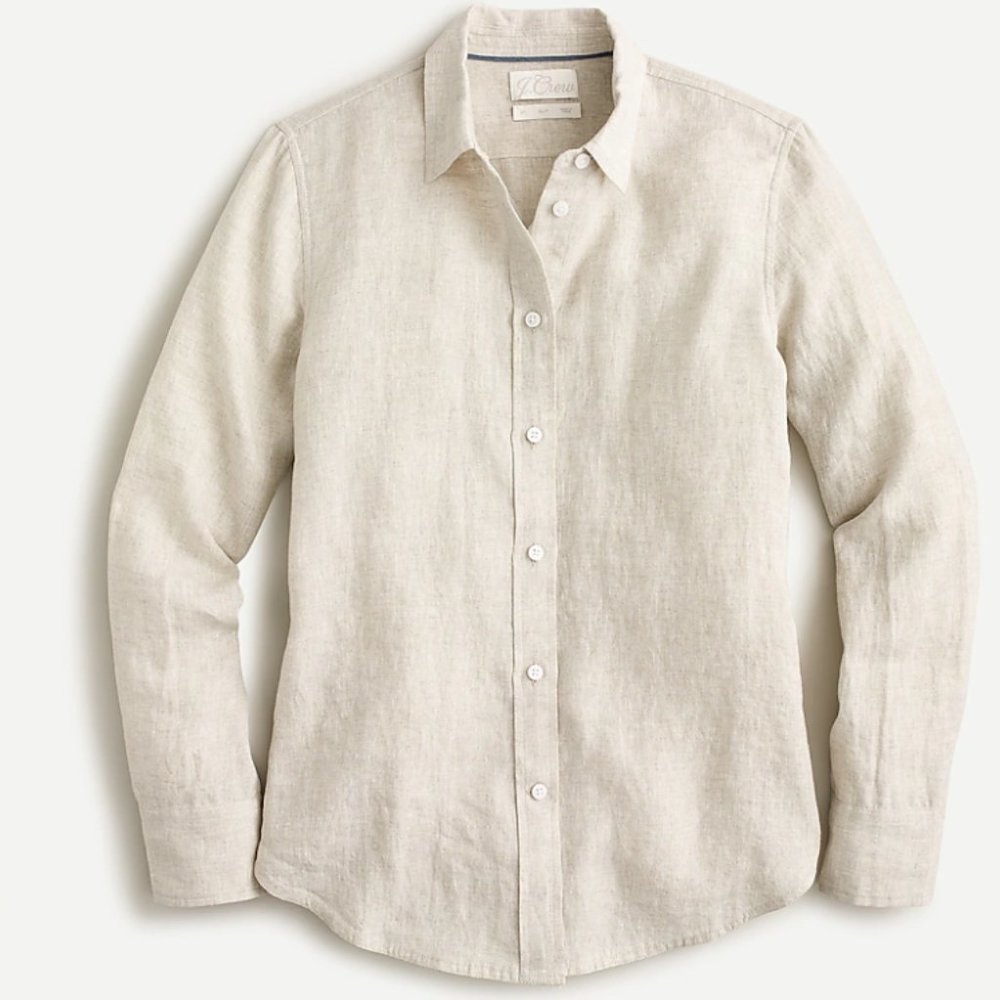 JCREW Women's Slim-Fit Baird McNutt Irish Linen Shirt, Flax, Size 4